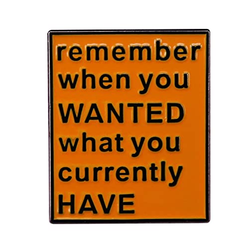 Remember When You Wanted What You Currently Have Enamel Pin Badge Brooch Lapel Pin for Bag Hat Letter Saying Badge Jewelry Gift Kids Girl Boys Women
