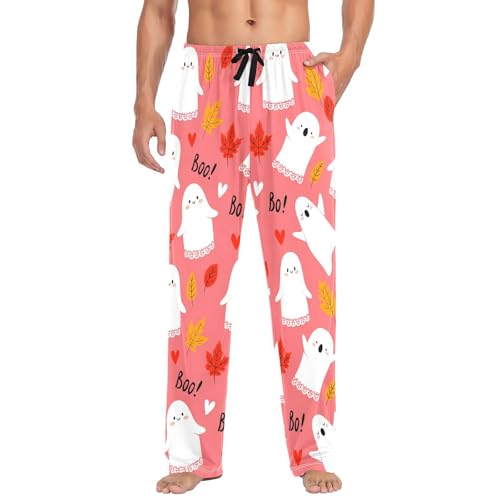 Spirits with Leaves Men's Cotton Pajama Pants with Pockets and Drawstring Comfortable and Stylish,S