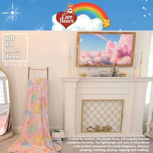 Franco Collectibles Care Bears Valentine's Day Heart Classic Rainbow Bedding Super Soft Plush Cozy Throw, 46 in x 60 in, (Officially Licensed Product) - Image 3