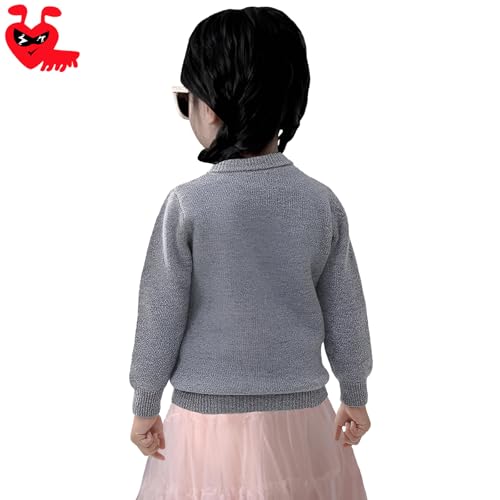 Girl Cardigan Cartoon Cute Glasses Ant Embroidery O-Neck Cotton Casual Fit Open Front Sweater with Button3