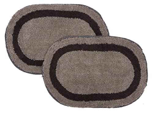 Image of THE HOME TALK Cotton Bathmats | Water Absorbent Runners | Regular Striped Rugs | Floor Mats for Kitchen, Bathroom & Sink | Ultra Soft Mats | Non-Slip Store (Brown Oval, 40x60 CM (Pack of 2))