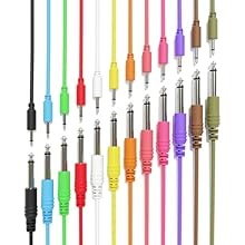 12 Pack - Convenient set of 12 cables with 12 different colors & 1 length Mono Modular Patch Cables - 1 x TS 3.5 mm (1/8" - 1/8 inch) to 1 x TS 6.35 mm (1/4" - 1/4 inch) Suitable for your Eurorack modular synthesizer, or other general patching duties...