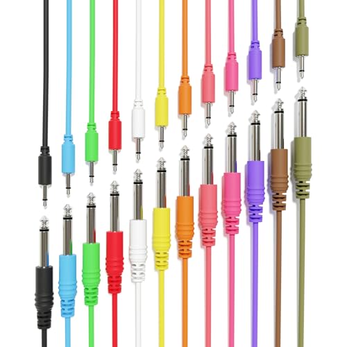 ExcelValley - ���m�����p�b�`�P�[�u�� - TS 3.5mm 1/8�C���`����6.35mm 1/4�C���` [12�{�p�b�N | 120cm - 47.24�C���`]