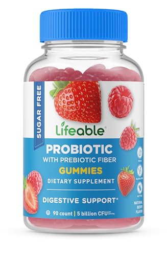 Lifeable VWGSFP2A90 Sugar Free Probiotics With Prebiotics Fiber – Great Tasting Natural Flavor Gummy Supplement cover
