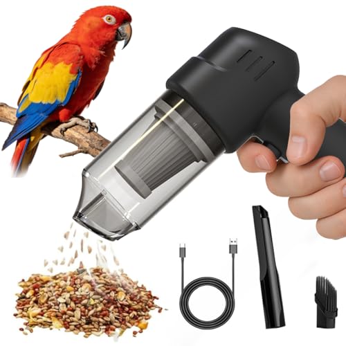 Hicoolmam Bird Food Electric Separator & Cage Cleaner, Portable USB Vacuum with 2 Suction Speeds, Pet Hair/Dust Collector for Eraser Shavings, Car & Computer Keyboard