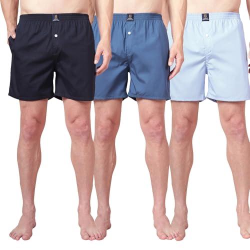 Image of Urban Scottish Solid Men's Boxer Pants 100% Cotton Material Soft and Stretchy Elastic Waist Band Dynamic Movement and Hardwearing Stitching Breathable with A Gentle Snug Fit (Pack of 3)