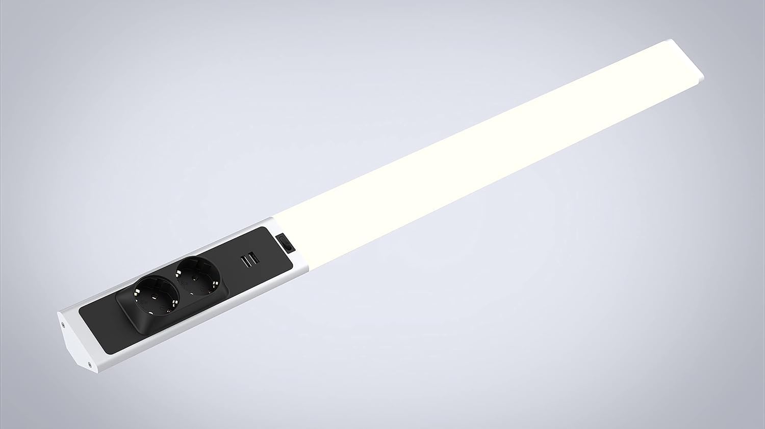 BOLD LED Küchen-Unterbauleuchte - Unterschrank-Leuchte mit 2 Steckdosen | Lichtleiste 18W, 1500lm, 4000k Neutralweiß, 80cm Länge, 2 USB-A Ports, IP20, ideal für Werkstatt, Bad & Schreibtisch