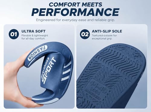 Image of Beach Pool Slides Sandals for Men,Bathroom Shower Shoes,Couple Slides Slippers Outdoor Indoor,Home House Slide Sandals