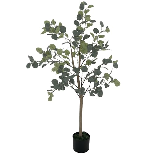 HOMCOM Planta Artificial Decorativa Grande 120 cm Eucalipto Artificial Planta con Maceta y Hojas para Interior Verde