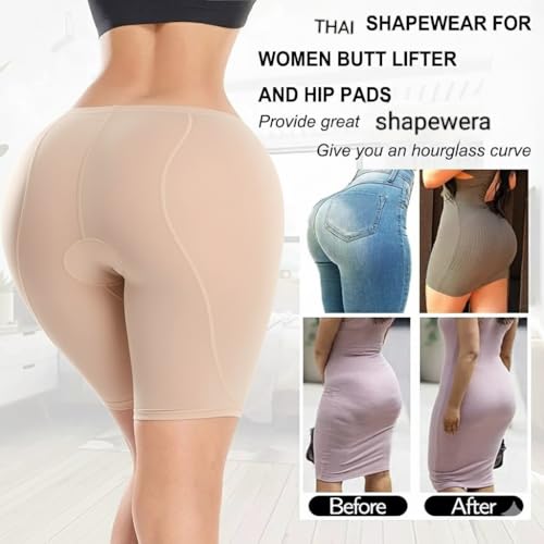 Image of Women Thigh Slimmer with mid Waist and Fake Buttocks Removable Padded's Body Sculpting Shaping Panties