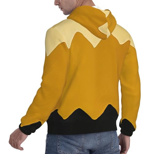 Men's Fleece Pullover Hoodie Long Sleeve Hooded Mustard Yellow and Black Sweatshirt Casual Shirts With Pockets4