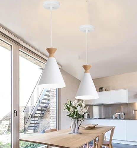 Image of White Hanging Light for Home, Aluminium Pendant Light Ceiling Lamp with Modern Hanging Lamp for Bulb Not Included, Pack of 3