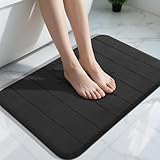 Yimobra Original Memory Foam Bath Mat Large Size 31.5 by 19.8 Inch,Maximum Absorbent,Soft,Comfortable,Non-Slip,Thick,Machine Wash,Easier to Dry for Bathroom Floor Rug,Black