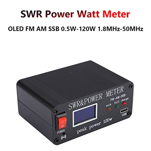 Image of Power Meter 1.8-50MHz 0.5-120W Shortwave Antenna Tuner Case Shortwave Wavelength Meter with 5V 1A Type C Charging Port