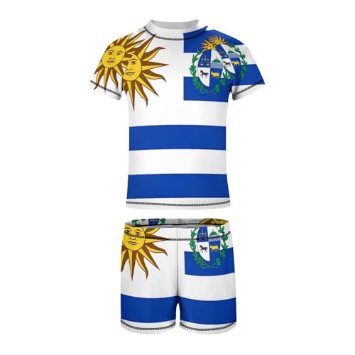Uruguay FlagChildren's Casual Swimsuit Set - Simple and Versatile8-10Y（130cm）2