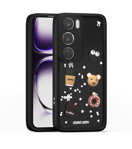 Image of Bintage Cute Fun Taddy| 3D Ball Bear| Donut| Coffee Rubber Case Full Body & Camera Protection Back Cover Compatible for Oppo Reno 12 5G - Black
