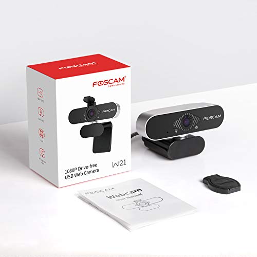 Webcam com microfone para laptop desktop, Foscam 1080p HD USB Streaming Web Cam para Windows Mac OS,