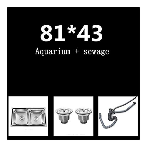 Dual-Behälter Küche-Edelstahl-Geschirrspüler Sink Doppel Bowl, Spülbecken Inset Reversible (Color : C8143)