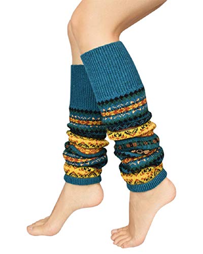 Tuopuda Stulpen Damen Lange Winter Legwarmer Böhmischer Stil Beinstulpen Gestrickt Verdicken Beinwärmer Overknee Strümpfe 1/2 Paar Tanzen Strumpf Knit Crochet Socken Weihnachtsstrumpf, Blau 1 Paar,