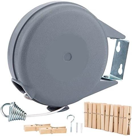 MuchL Retractable Clothesline Outdoor Heavy Duty Clothes Line Retracting Indoors for Drying Clothes Portable Clothesline 40 Feed laundry line with 12 pcs Clothespins
