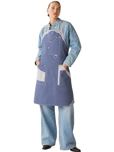Image of Work Apron - Stylish Cotton Apron with Rip Stop Weave, Waterproof & Breathable Membrane, Durable Tear Resistant, Chef, Kitchen, BBQ, Workshop & Gardening Apron-Forest Green