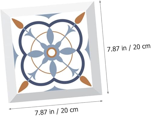 Vista 9 de Uonlytech 60 Pcs Tile Wall Stickers Kitchen Tile Stickers Mandala Tile Decal Peel and Stick Floor Sticker Carpet Tiles Retro Home Decor Tile Sticker