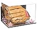 Better Display Cases Acrylic Baseball Glove Display Case with Mirror Case , Pink Risers , Wall Mount and Mirror Base (V41/A004)