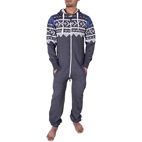 NOROZE Aztec Men's Hooded Onesie Jumpsuit Cover