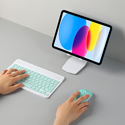 Image of Rechargeable Bluetooth Keyboard&Mouse Combo for iPad, Ultra-Slim Portable Wireless Mouse Keyboard for iPad Pro Air Mini iPhone Samsung Tablet Cell Phone Android, iPadOS /iOS 13&Above (Green)