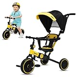SHIMY Triciclo para Niños y Bebé 5 en 1 Plegable con Toldo Ajustable y Cinturón de Seguridad. Función de Bicicleta,...
