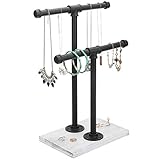 MyGift 2-Tier Rustic Metal Industrial Pipe T-Bar Necklace Jewelry Tower Display Stand with Vintage...