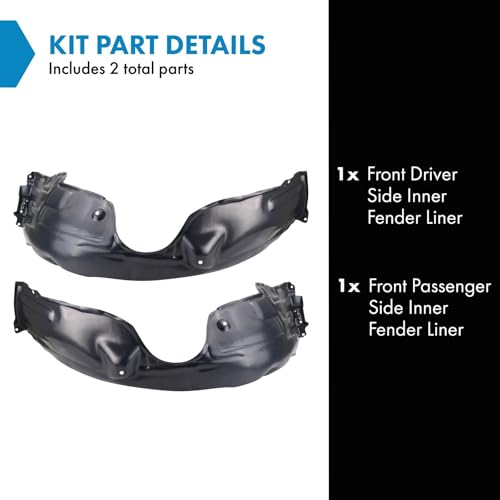 Image of TRQ Front Driver and Passenger Side Inner Fender Liner Set Compatible with 2012-2014 Toyota Camry SE