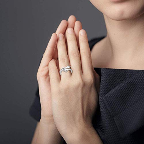 Blamplud New Stainless Steel Gold Silver European and American Jewelry Love Hug Ring, Adjustable Romantic Love Hugging Hands Open Ring for Couples Wedding Ring4