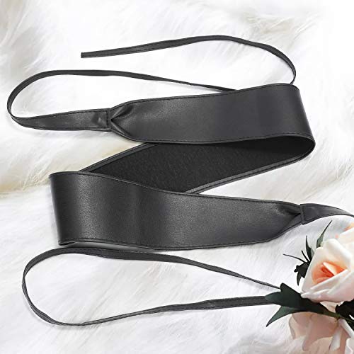 WERFORU 4 Pack Women Obi Belt PU Leather Self Tie Wrap Wide Waistband Boho Belt for Costumes4