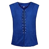 Haorugut Piratenweste Herren Kostüm Steampunk Weste für Herren Plus Size Gothic Weste, Pirat Blau, X-Small