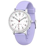 IBSO Women Watch for Nurse Easy to Read Dial Wristwatches Silicone Band Water Resistant Watches Second Hand and 24 Hour (0027 Purple)