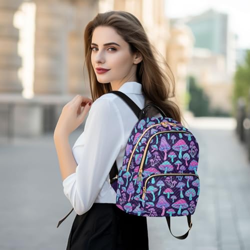 Image of Mini Backpack Mushroom Colorful Fashion Backpack Purse for Women,Handbag Shoulder Bag Casual Daypack, Ladies Gift for College Work (S)