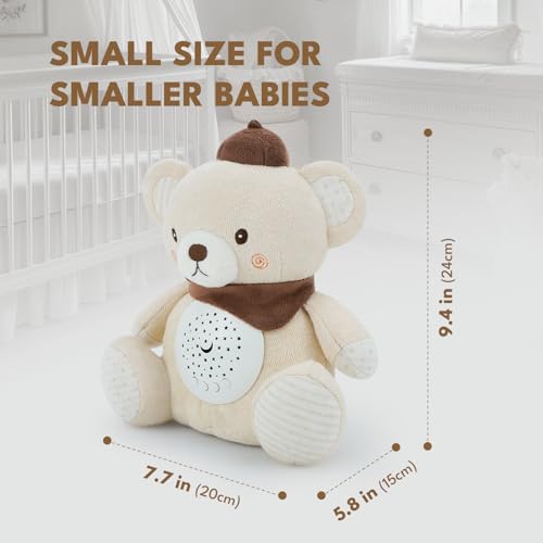 Baby Sleep Soother Bedtime Bear with Night Light Star Projector, Soft Cotton Stuffed Animal Toys for Boys Girls, Lullaby Music, White Noise for Newborn Shower Gifts — view 3