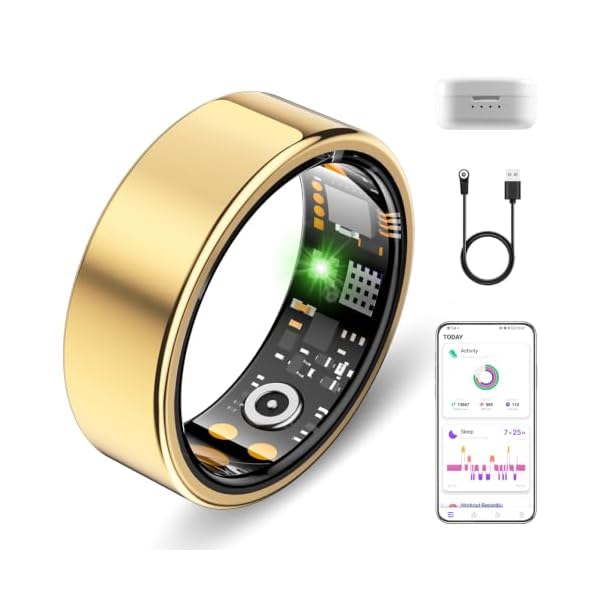 Smart Ring for Women Men, Sleep Activity Health Tracking Ring, Gold 8