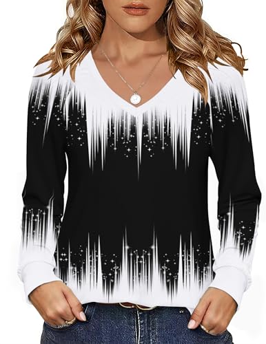 Zeagoo Long Sleeve Womens Tops Casual V Neck Shirts Pleated Dressy Blouses 2025 Fall Tunic Fashion Clothes2