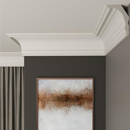 Image of FAST DECOR Premium Coving for Ceilings,White XPS Cornice Coving, Xps Coving for Ceiling Moulding Lightweight, XPS Coving for Ceilings, Coving for Home Decor (Sample 20cm, CV03)