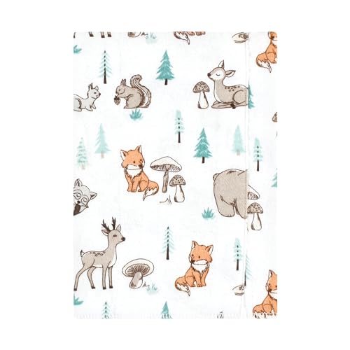 Image of Hudson Baby Unisex Baby Cotton Flannel Burp Cloths, Neutral Woodland Pals 4-Pack, One Size