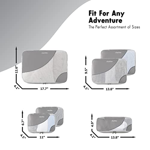 Olarhike 6 Set Packing Cubes For Travel, 4 Various Sizes(Large,Medium,Small,Slim) And 9 Color Options, Luggage Organizer Bags For Travel Accessories Travel Essentials, Travel Cubes For Carry On Suitcases (Grey) #TOP2