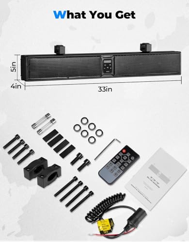 KEMIMOTO Sound bar 8 Speakers 32 inch Heavy-Duty Metal ATV UTV Soundbar, Bluetooth Waterproof RGB Light, SXS Sound Bar for Golf Cart 1.25-2 inch Roll Bar Compatible with Can-Am RZR Ranger Rhino Zforce - Thumbnail 7