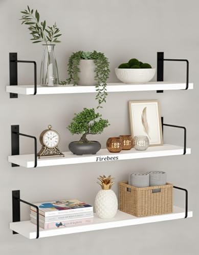 FireBees Wooden Wall Shelf for Books | Wall Mounted Bookshelf for Living Room & Bedroom | Floating Wall Bookshelf | Book Shelf Wooden Wall Mounted | Decorative Wall Shelf Rack (White, 19X6X6 inch)