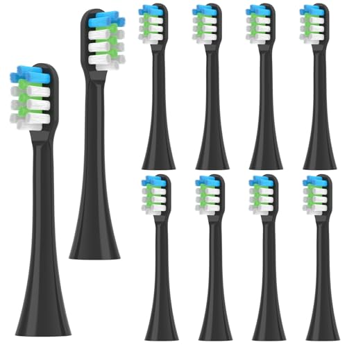 10 cepillos de dientes de repuesto para adultos, suave, compatible con Olybo y Risen, cepillo de dientes eléctrico ultrasónico, para RM-T8 / H9 / 051B / T5, S131-negro
