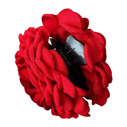 2 Pinza De Pelo Rosa Roja - 11cm Pinza Pelo Flor Tela,Clips De Pelo Con Rosas - Pinzas Para El Pelo Con Flor De Rosa, Clips De Garra De Flores GrandesPinza Pelo Flor Roja, Regalos De Niñas