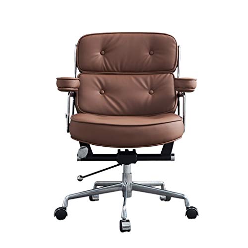 LZG Chaise de Bureau en Cuir PU Chaise Ordinateur for Chaise Rotating Universel à mi Patron Retour, Casual Dining Coussin orientable et inclinable de roulement Caster Chaise avec accoudoirs