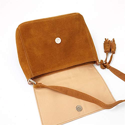 DieffematicDJB Bauchtasche Damen Damen Leder lässig Schultertasche Damen niedlich Casual Wildleder Tassel Fringe Music Festival Messenger Bag