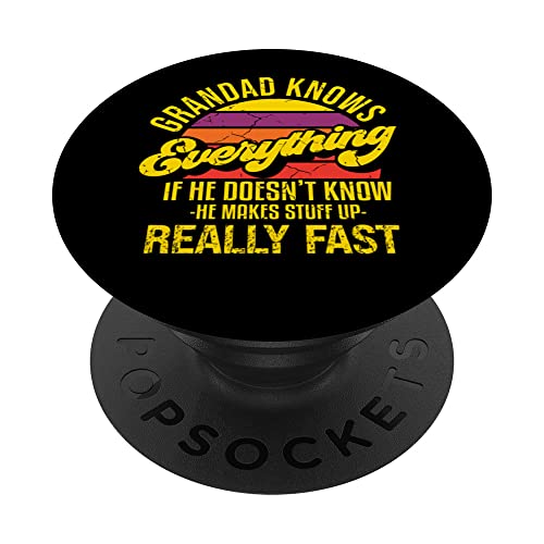 Grandad Knows Everything Funny Grandparent's Day PopSockets Swappable PopGrip